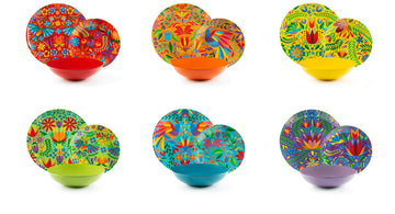 Mexican Flowers 18-Piece Dinner Set, Porcelain and Stoneware, Multi-Coloured Decoration, 6 People