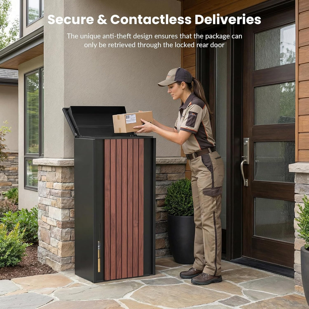 Large Parcel Drop Box - Fully Assembled Package Delivery Box with Rear Access