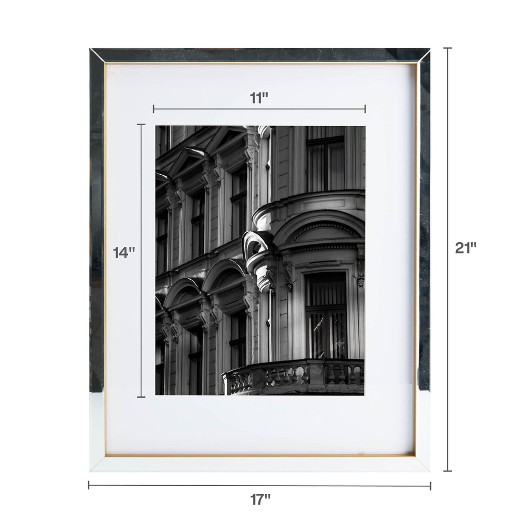 Gold Mirrored 16x20 Matted to 11x14 Picture Frames, Horizontal or Vertica Display