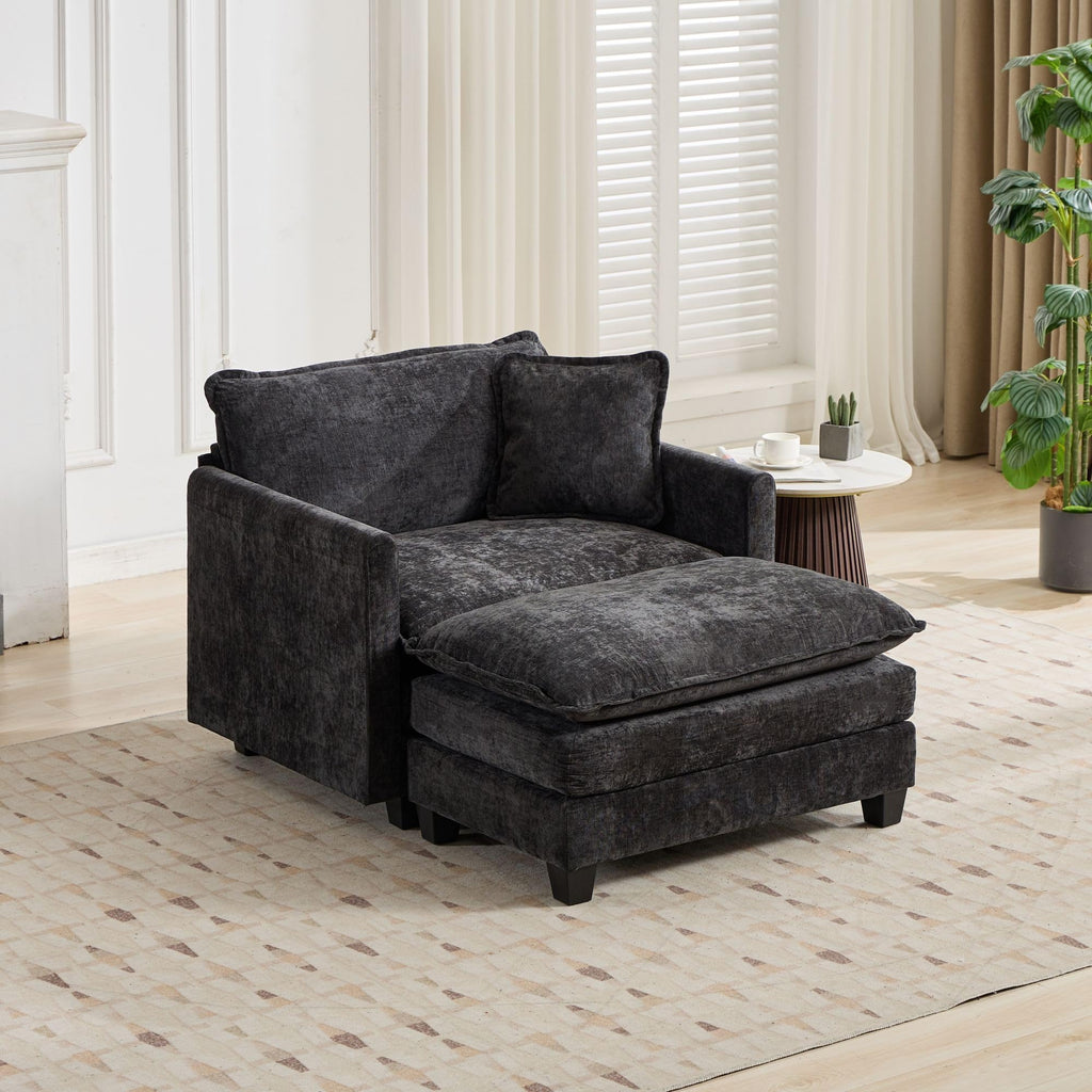 Cloud Sofa Ottoman only, Modern Sectional Couch, Bedroom and Apartment, Comfy Double Layer Upholstered Seat Cushion