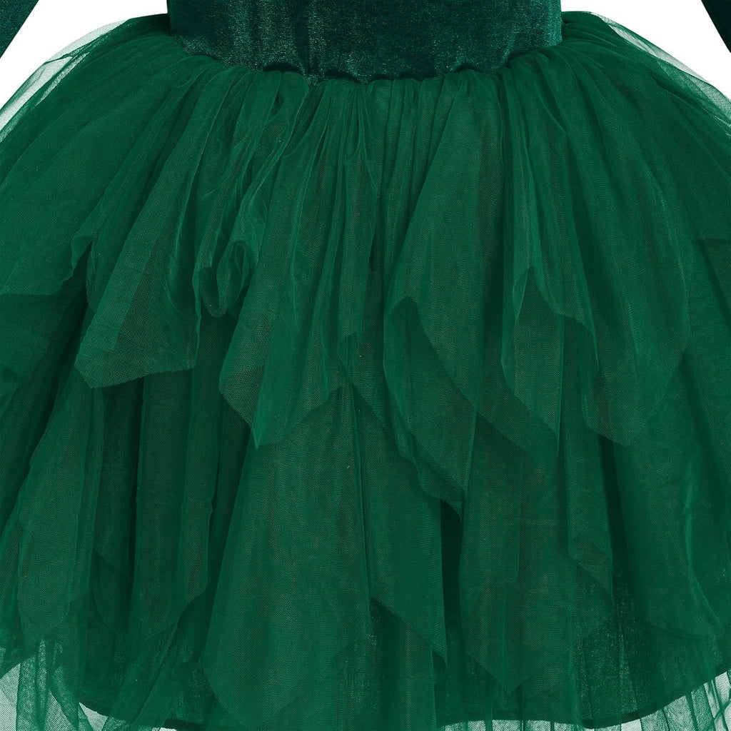 Toddler Baby Girls Velvet Tutu Dress Bowknot Ruffle Tulle Princess Christmas Birthday Party Dress Fall Winter Clothes