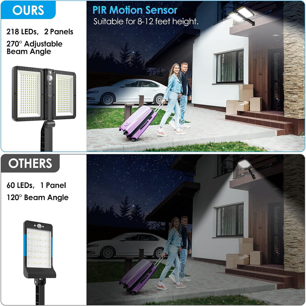 Solar Flood Lights Outdoor, 6000LM High Brightness Motion Sensor | IP65 Waterproof, 5 Modes Outdoor Lights, 6500K