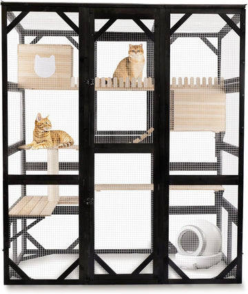 Large Catio Outdoor Cat Enclosure Window 73" H Walk-in Cat House