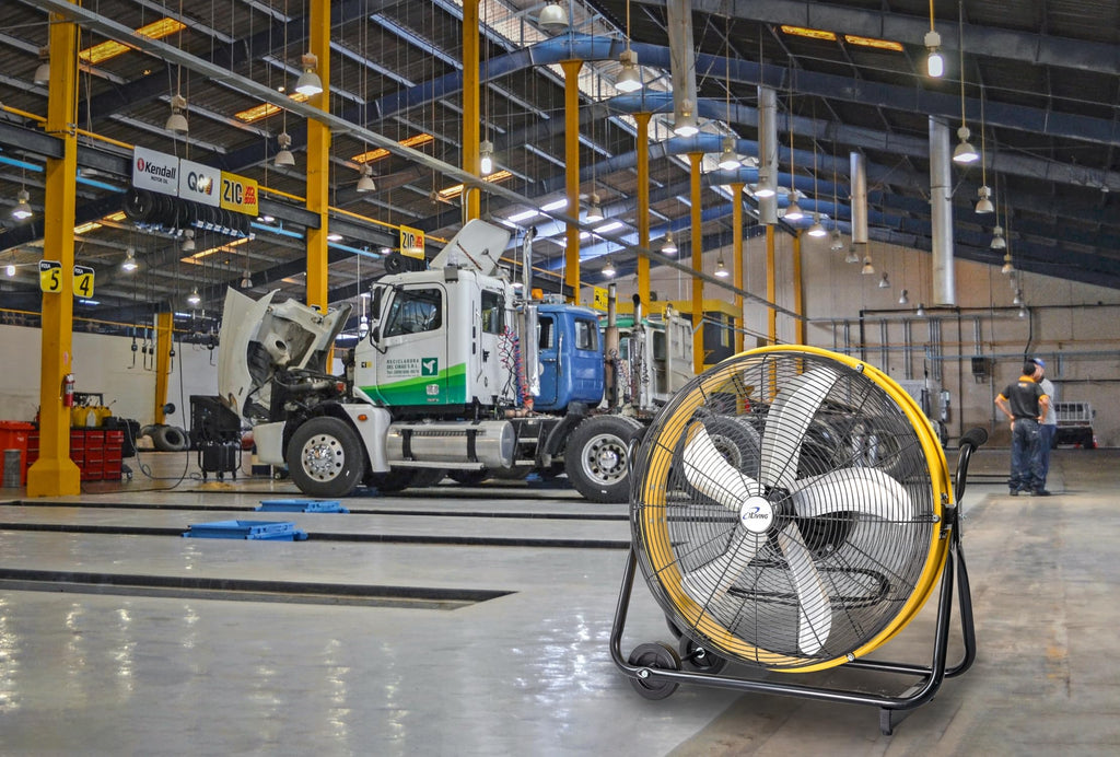 24 Inch 3-Speed Orbital Internal Oscillating High Velocity Barrel Floor Fan , Auto Shop, Garage, Workshop, Warehouse