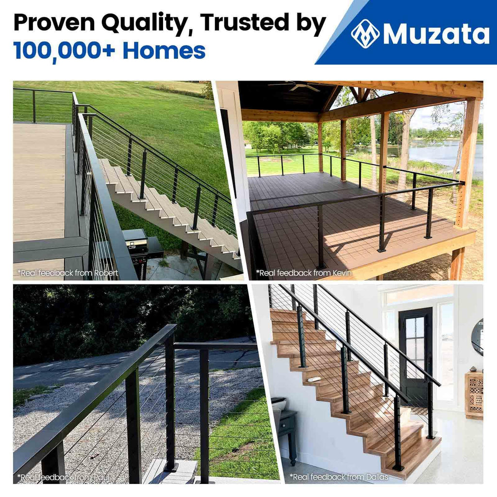 8ft Black Stainless Steel Cable Railing Handrail HT10
