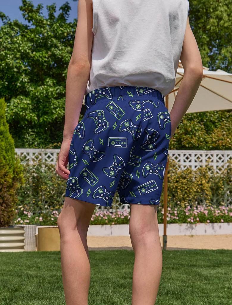 2 in 1 Boy's Swim Trunks Zipper Pockets Kids Bathing Suits