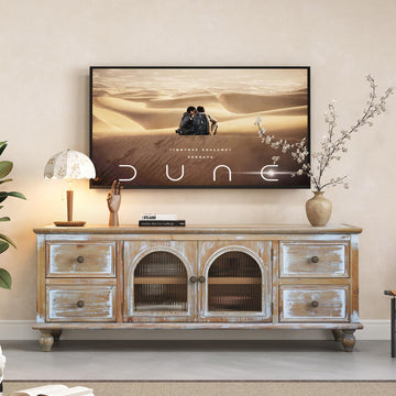 60" Solid Wood TV Stand, Entertainment Center with Storage Drawers