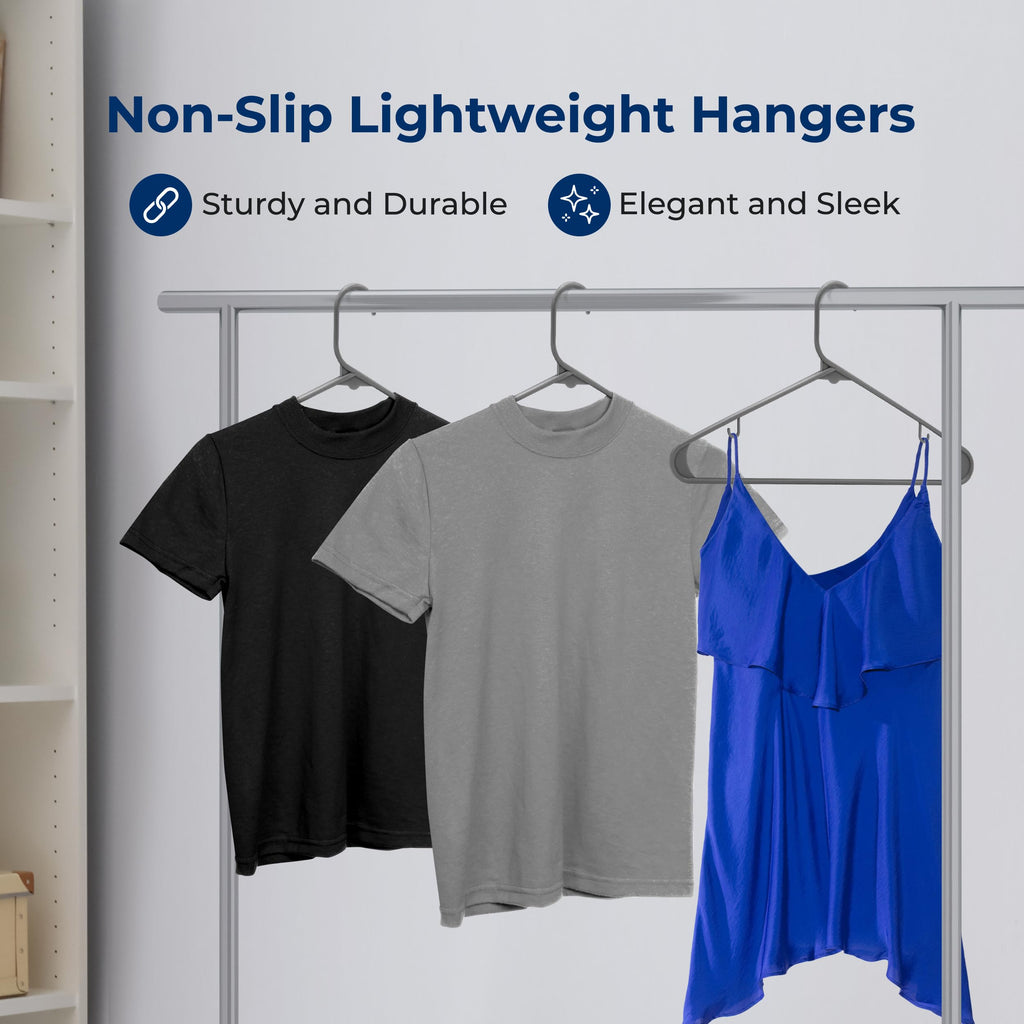 Plastic Hangers 50 Pack | Fits More Clothes in Your Closet | Slim 0.24 Inch Non-Slip Grip, Holds Up to 5.5 Lbs, for