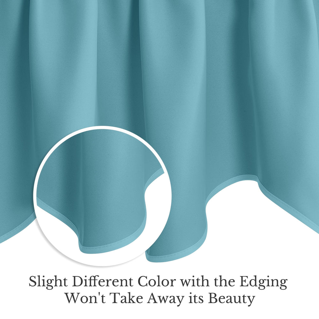 Teal Blue Blackout Valance Curtains for Window Energy Efficient