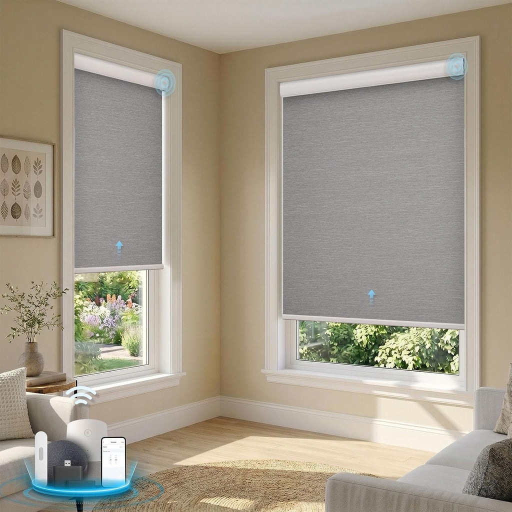 Motorized Blinds with Remote, Smart Roller Shades, Black, 23" x 72"