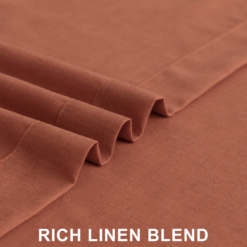 Burnt Orange Curtains 90 Inches Long Dining 2 Panels Back Tab Pocket Light Airy Breathable Flowing Cotton Textured