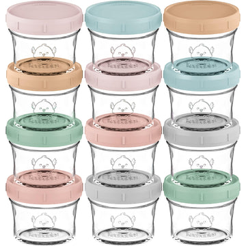 12pk 4oz Glass Baby Food Containers with Lids, BPA-Free,Musk Dusk