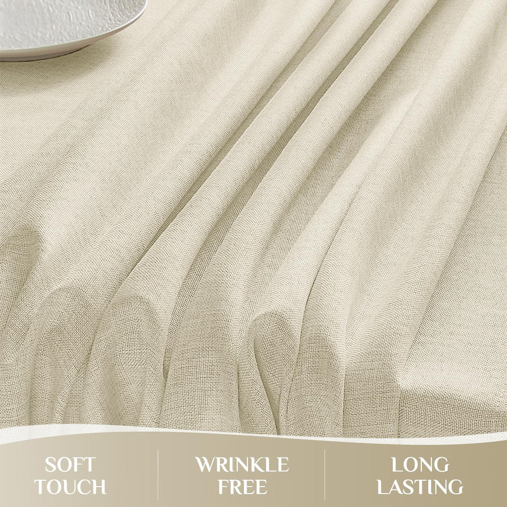 Large Cream Tablecloths Rectangular 60x120 inch Linen Textured Table Cloth Outdoor Waterproof, Stain and Wrinkle