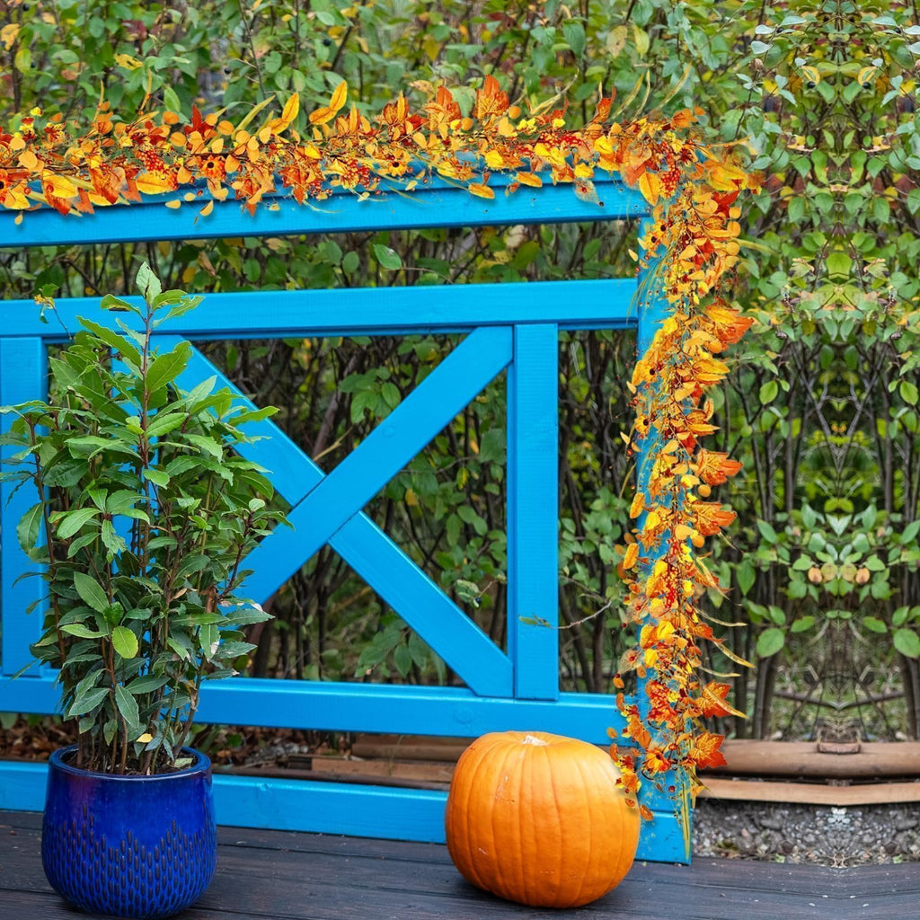 6.5ft Fall Garland for Decoration, Artificial Bittersweet Maple Leaf Hanging Vine for Outdoor, Fireplace Mantle