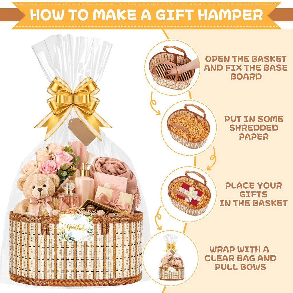 2 Set Large Baskets for Gifts Empty (Gold)