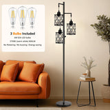 Dimmable Farmhouse Floor Lamp, Industrial Floor Lamp with 3 X 6W LED Bulbs, 3 Light Rustic Standing Tall Lamp, 68"