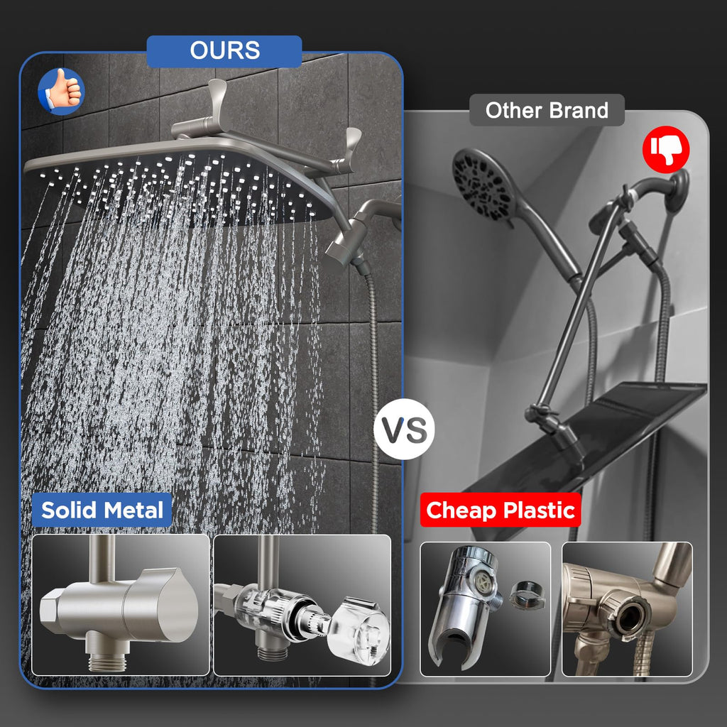 Brushed Nickel 11.8" Shower Head with Handheld,Stain Resistant Finish