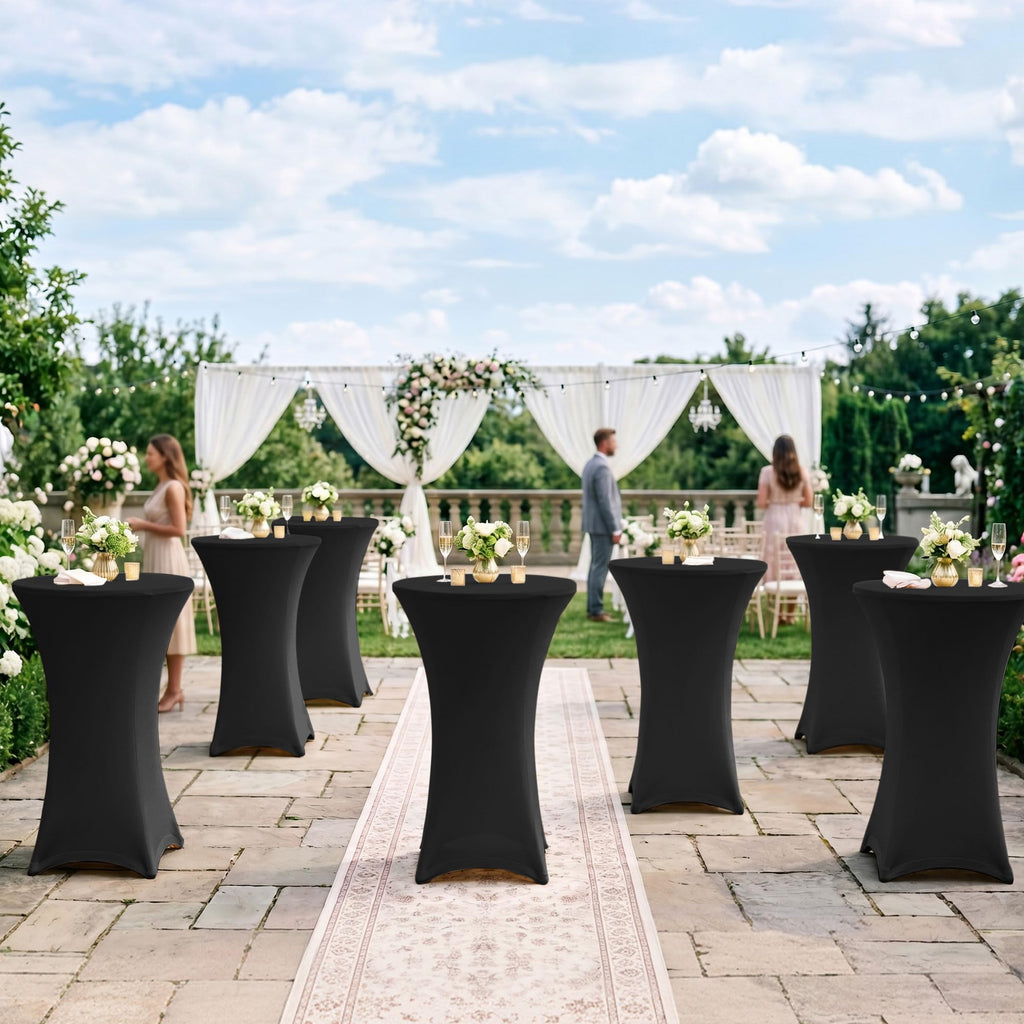 Cocktail Table Covers-Black Spandex Round High Top Table Cloths Party
