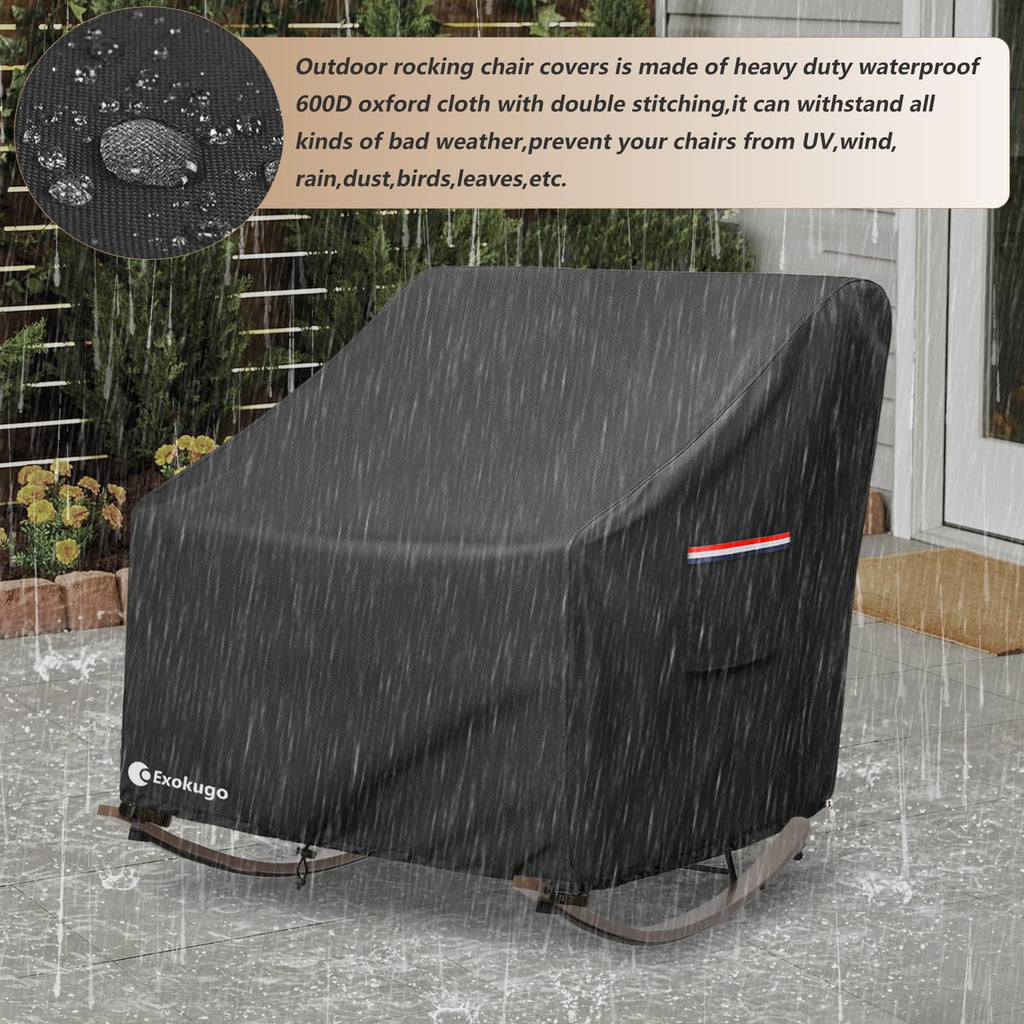 Outdoor Rocking Chair Cover 600D Heavy Duty Waterproof Patio Egg Rocking Chair Covers, for 41" W x 45" D x 31" H