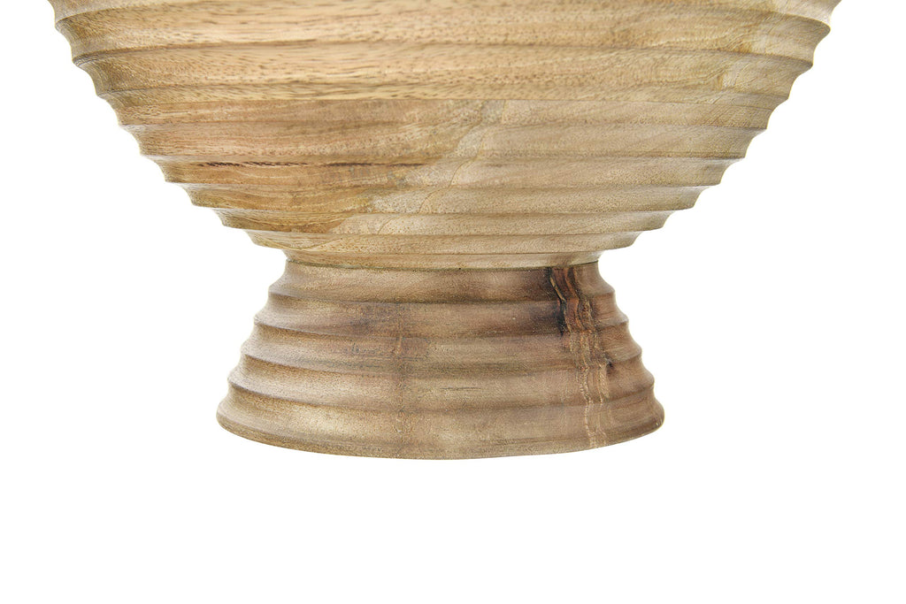 Co-Op Ridged Mango Wood Footed Bowl, Brown
