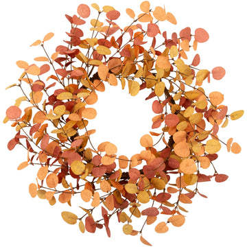 18 Inch Eucalyptus Leaves Fall Wreath - Artificial Autumn Farmhouse Wreath for Front Door, Home Wall and Window