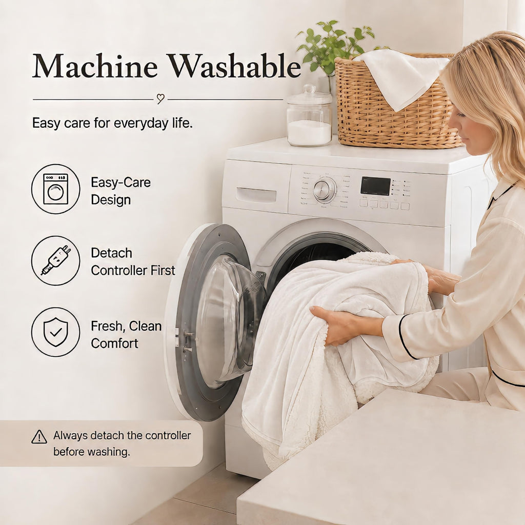 Electric Heated Blanket Queen Size 84"x90" - White