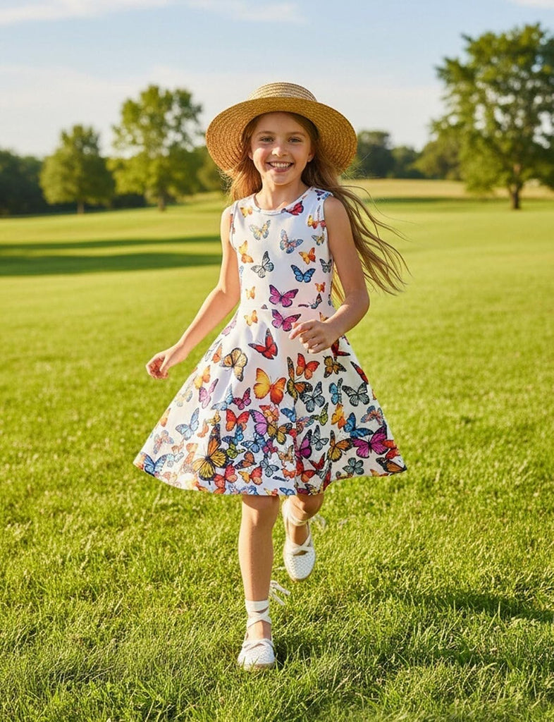 Girls Dress Sleeveless Casual Floral Sundress for Girl