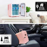 Mini Fridge - 6 Can Refrigerator for Bedroom Office, Portable Table Top Beverage Cooler, 12V 110V Refrigerador For