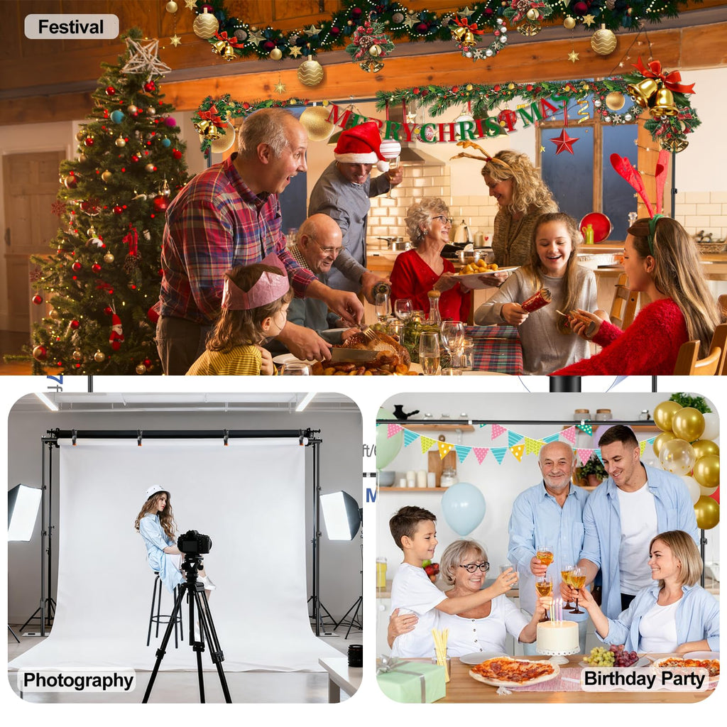 Backdrop Stand, 10x7ft Background Stand with Heavy Duty Flat Base