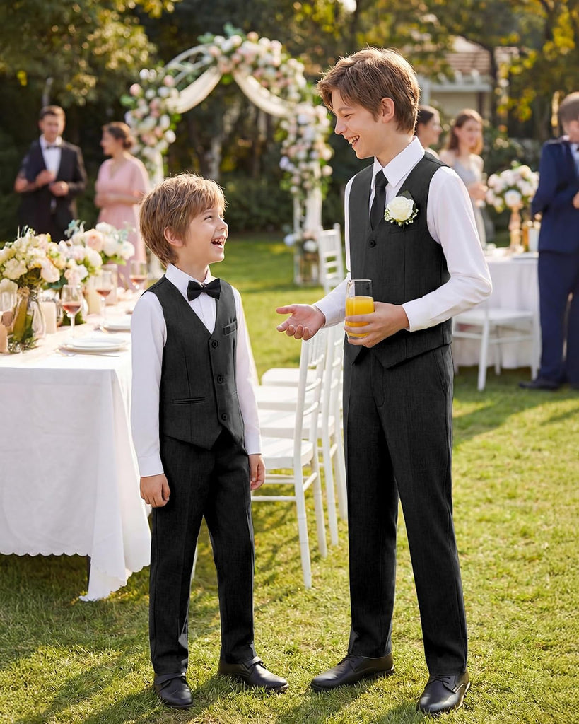 Boys Suits Pieces Formal Slim Fit Tuxedo Suit Set,Teen Suits for Wedding Ring Bearer Church Outfit
