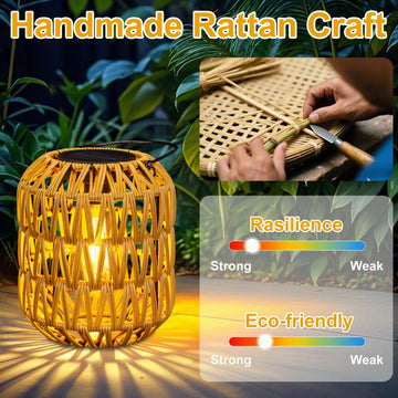 Solar Lanterns Outdoor Waterproof, Rattan Solar Lights for Yard