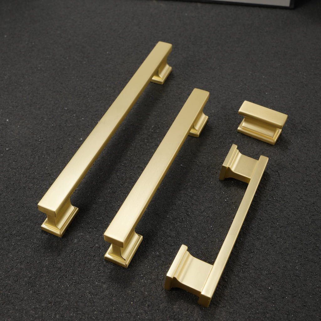 6 Pack 5 Inch(128mm) Brushed Brass Cabinet Handles Gold Kitchen Cabinet Pulls Cabinet Door Handles Kitchen Cabinet
