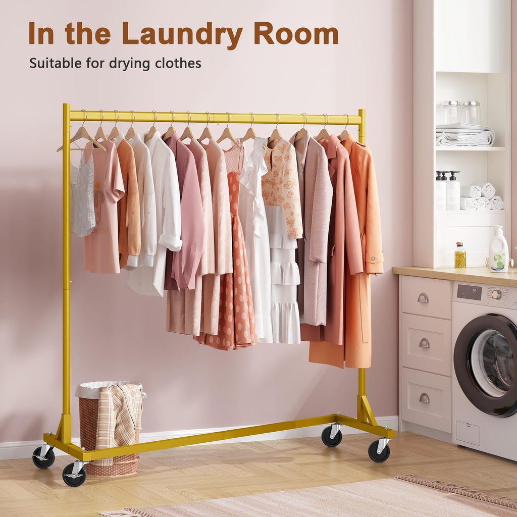 Z Rack, Rolling Clothes Racks with Z-Base, Heavy Duty Garment Rack, Clothing Racks for Hanging Clothes, Sturdy Metal