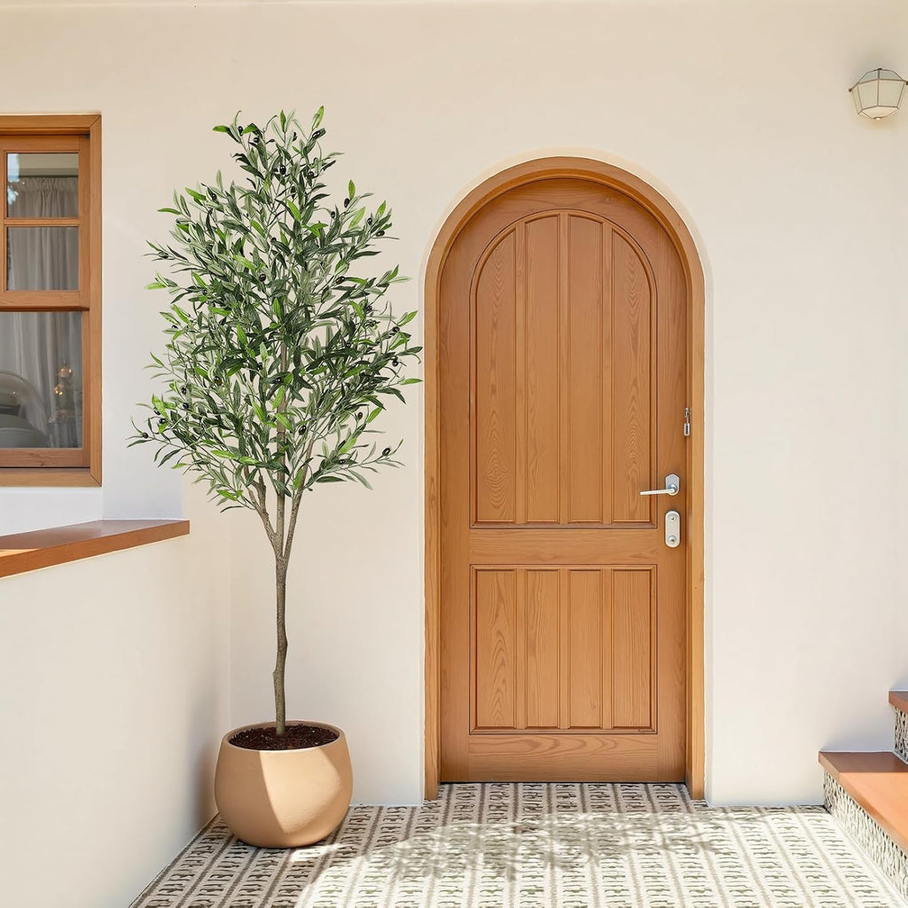 6ft Olive Tree Artificial Indoor, Fake Tree Potted Faux Olive Trees with Lifelike Fruits and Realistic Leaves