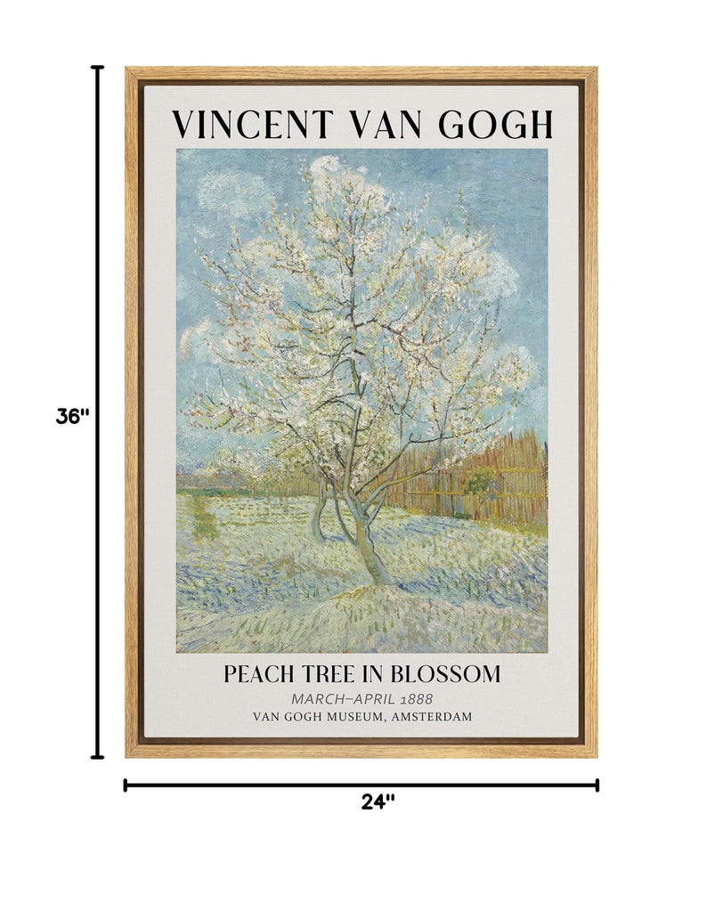 Framed Canvas Print Wall Art Peach Tree in Blossom by Vincent Van Gogh Nature Wilderness Illustrations Fine Art