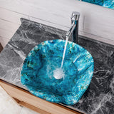 Bathroom Vessel Sinks Artistic Light Blue Tempered Glass Vessel Bowl Sink Counter Top Installation Bathroom Vanity