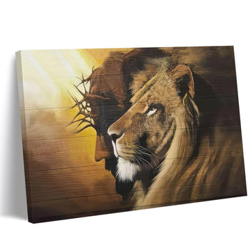 Framed Jesus Christ Canvas Wall Art The Lion of Judah Christian Painting Prints Biblical Wall Decor Religious Room