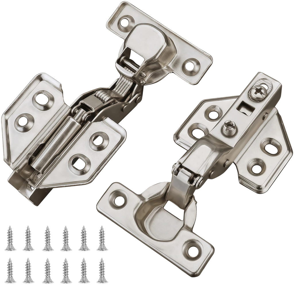 2 Pack 26mm Mini Cup Hinge for Cabinet, Inset, Soft Close Cabinet Door Hinge for Thin Door, Nickel Plated