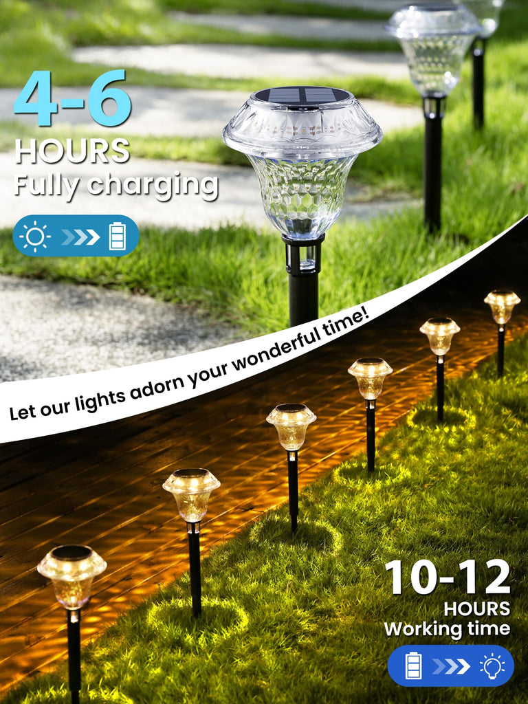 Solar Pathway Lights, Waterproof Fall Garden Decor 6 Pack Warm White