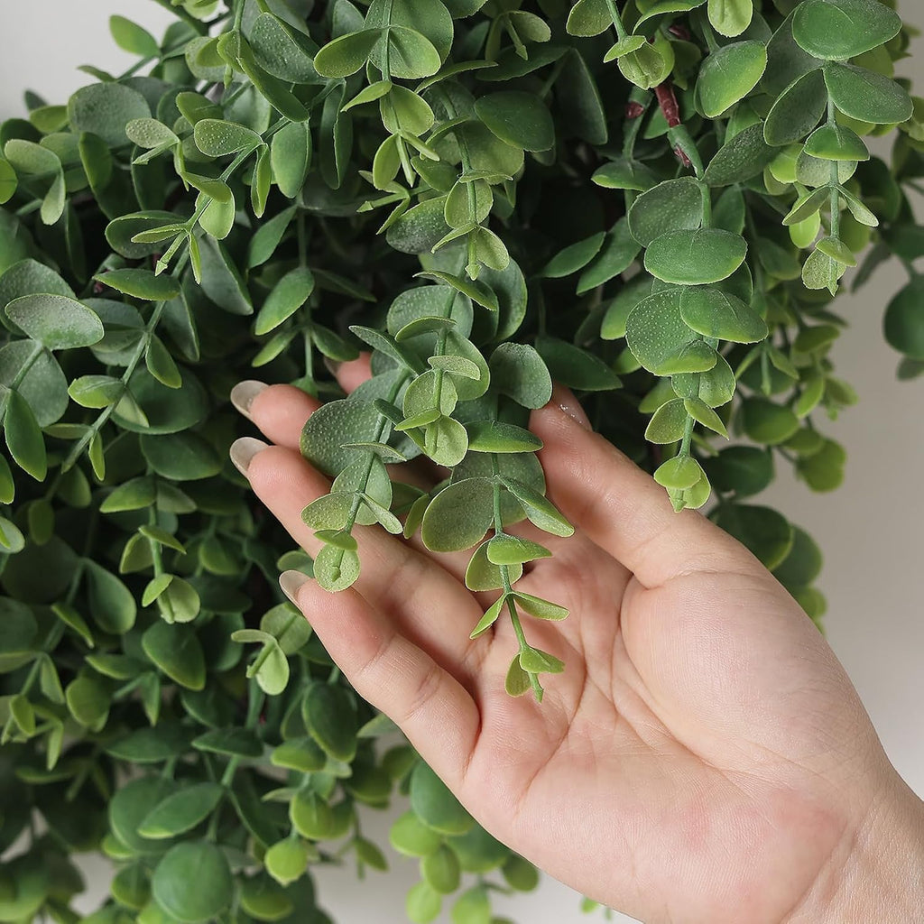 24" Lifelike Touch Artificial Eucalyptus Wreath for Front Door Decor(Green)