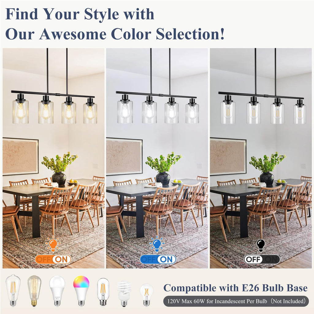32inch 4-Light Black Simplicity Bar Island Lights Hanging