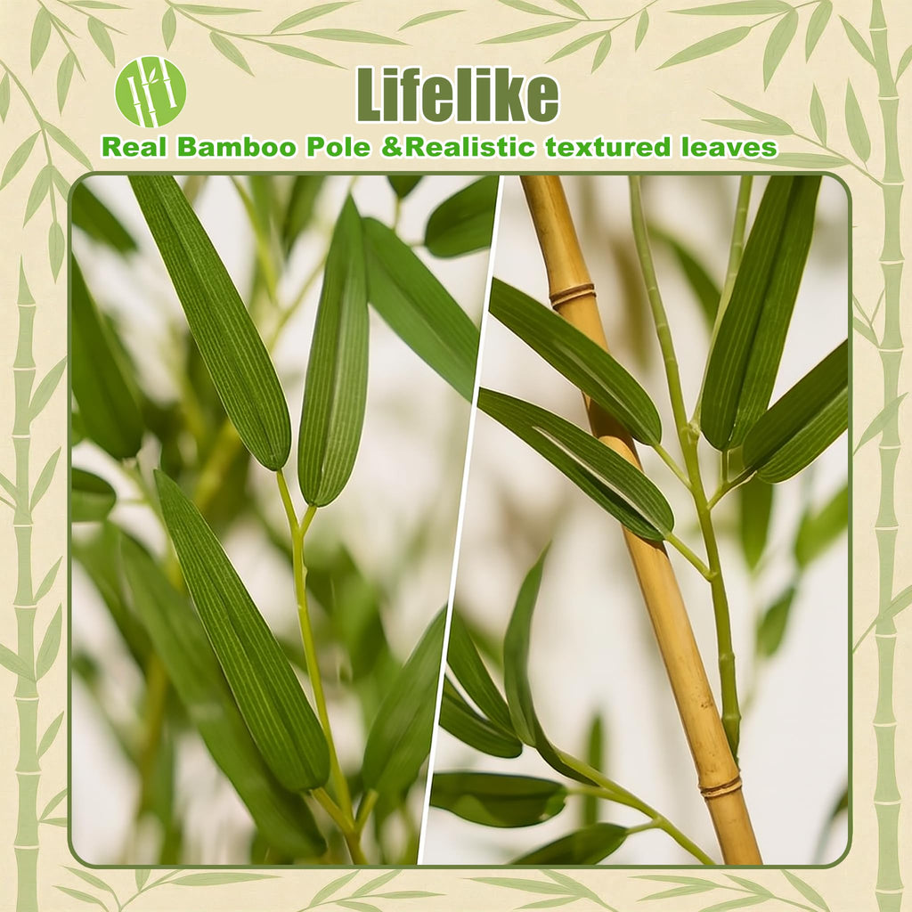 4/5/6/7 ft Faux Bamboo Plant Outdoor 10 Pack, Fake Bamboo with Encrypted Leaves Garden Yard Decor, Privacy Artificial