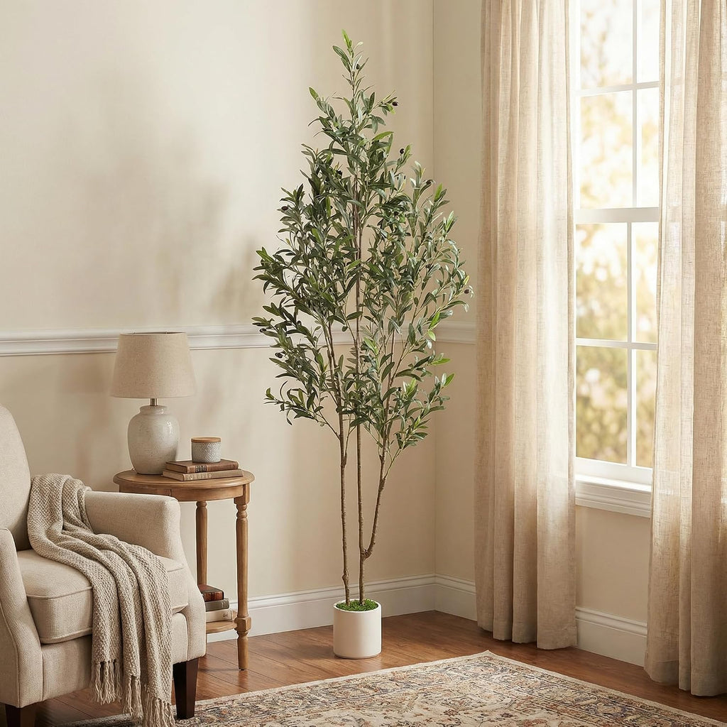 6ft Artificial Olive Tree with Green Moss