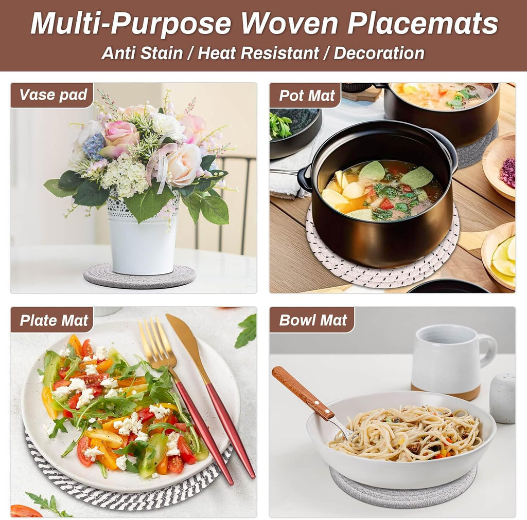 8'' Trivets Hot Dishes, Hot pots and Pans, 6 Heat Resistant Hot Pads, Pot Holders Kitchen, Hot Plate Mats Kitchen