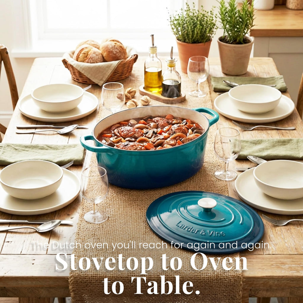 8 qt Oval Enameled Cast Iron Dutch Oven Pot, Bondi