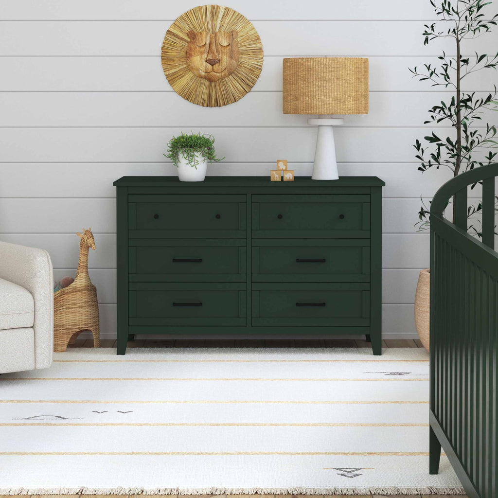 Beau 6-Drawer Baby Dresser, GREENGUARD Gold Certified, Forest Green