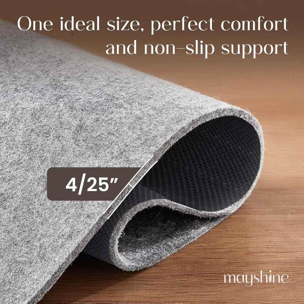 Non Slip Rug Pad 2x10 Feet, 4/25" Thick Felt Cushioned Rubber Rug Gripper Pad for Hardwood, Laminate, Stone, Tile - Set of 20