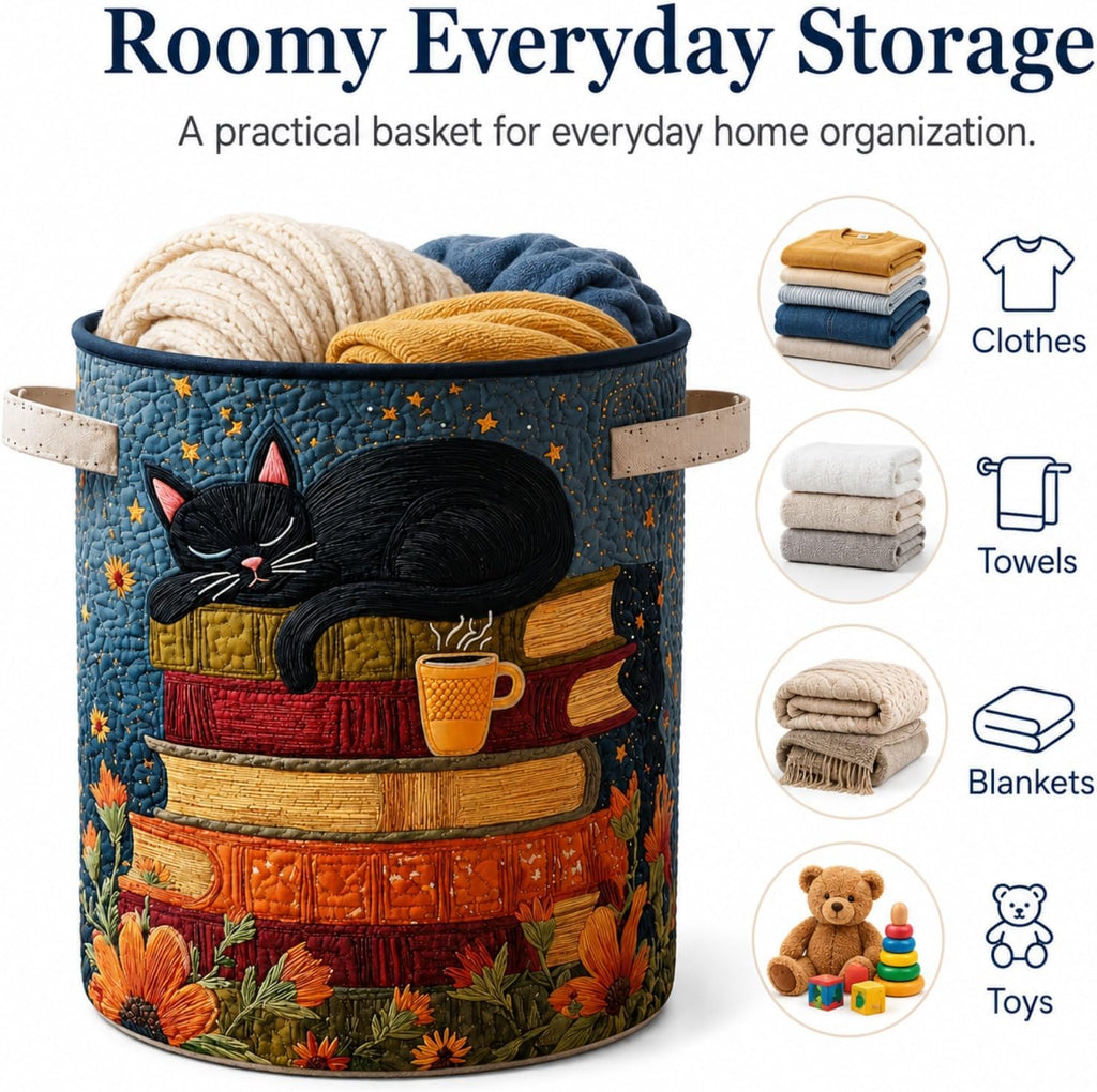 Custom Quilted Laundry Basket with Handles, Foldable Fabric Hamper for Clothes, Towels, Decorative Storage Basket