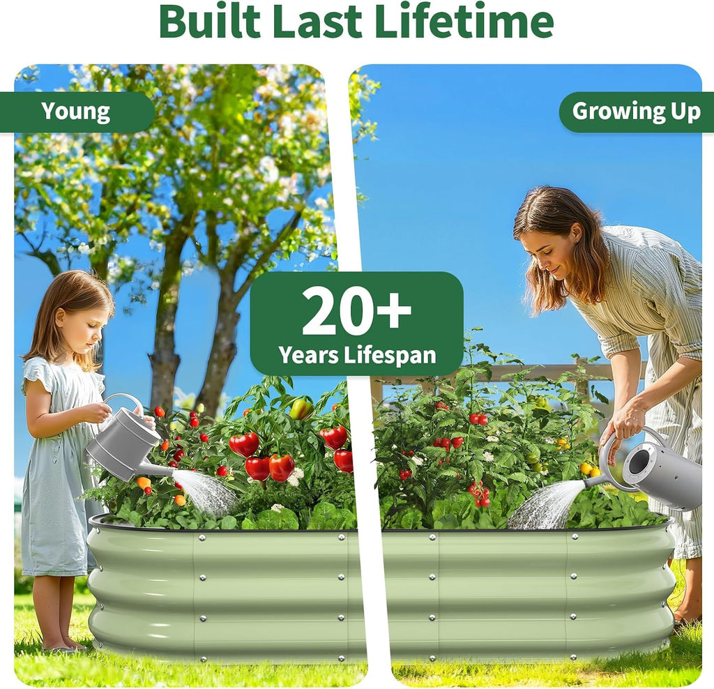 Raised Garden Bed 6X3X1 FT Galvanized Steel Metal Raised Garden Bed Ov