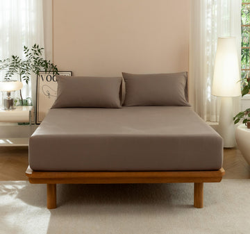 Washed Cotton Fitted Sheet Set, 3-Piece, Relaxed Linen Feel
